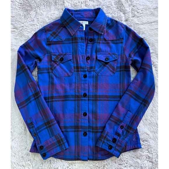 EUC O’Neill Button Flannel Size Medium Gorgeous Blue - Picture 5 of 12